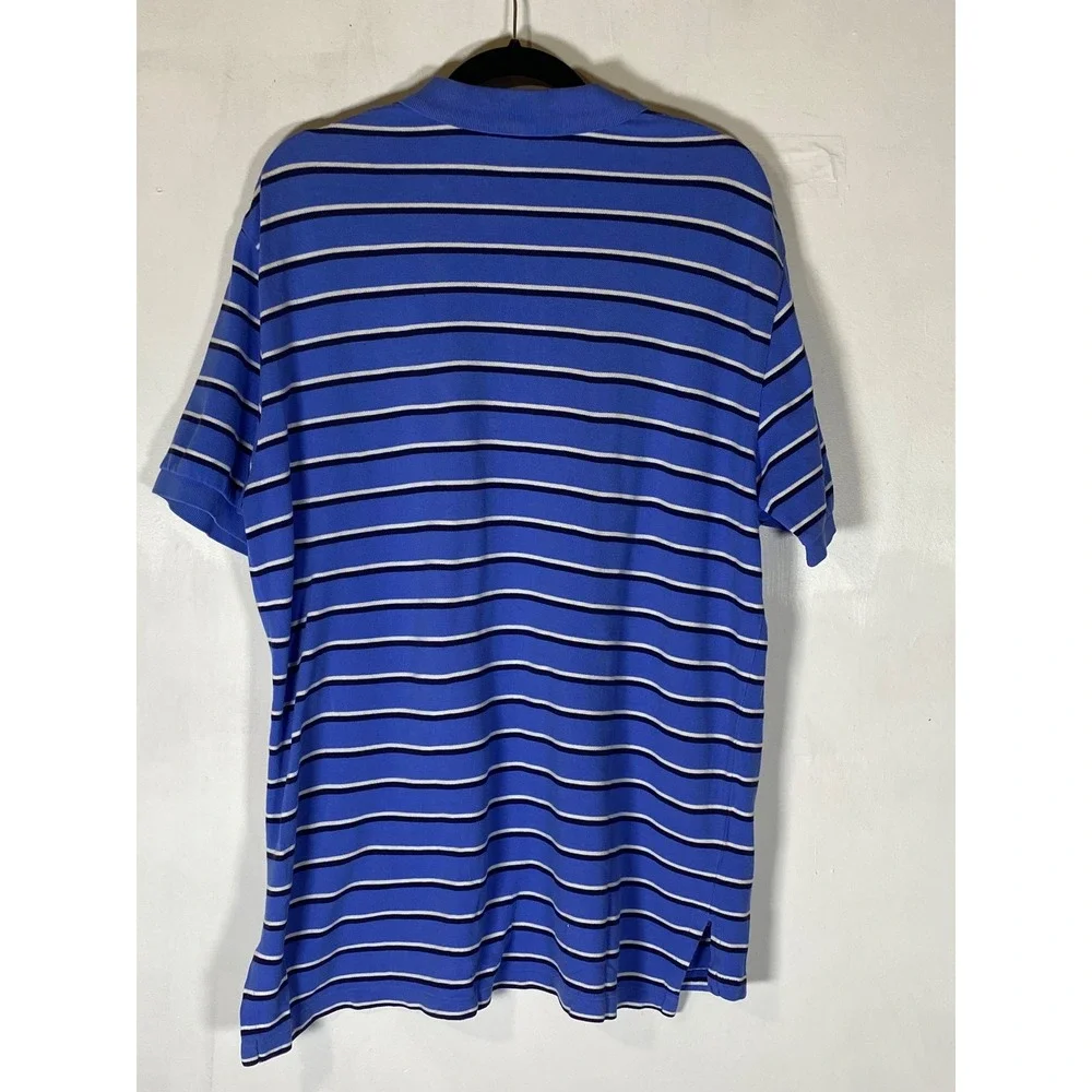 Polo Ralph Lauren Men's Large Blue Striped Short Sleeve Cotton Polo Shirt